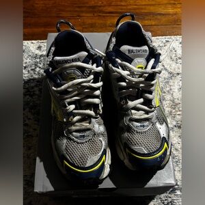 Balenciaga Silver, Navy & Yellow Mesh Sneakers